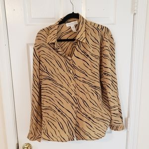 Tiger Print Button up Blouse
